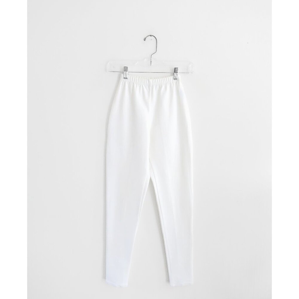 Vtg 80s Calvin Klein White Cotton Stretch Twill Pull-On Skinny Pants sz XS